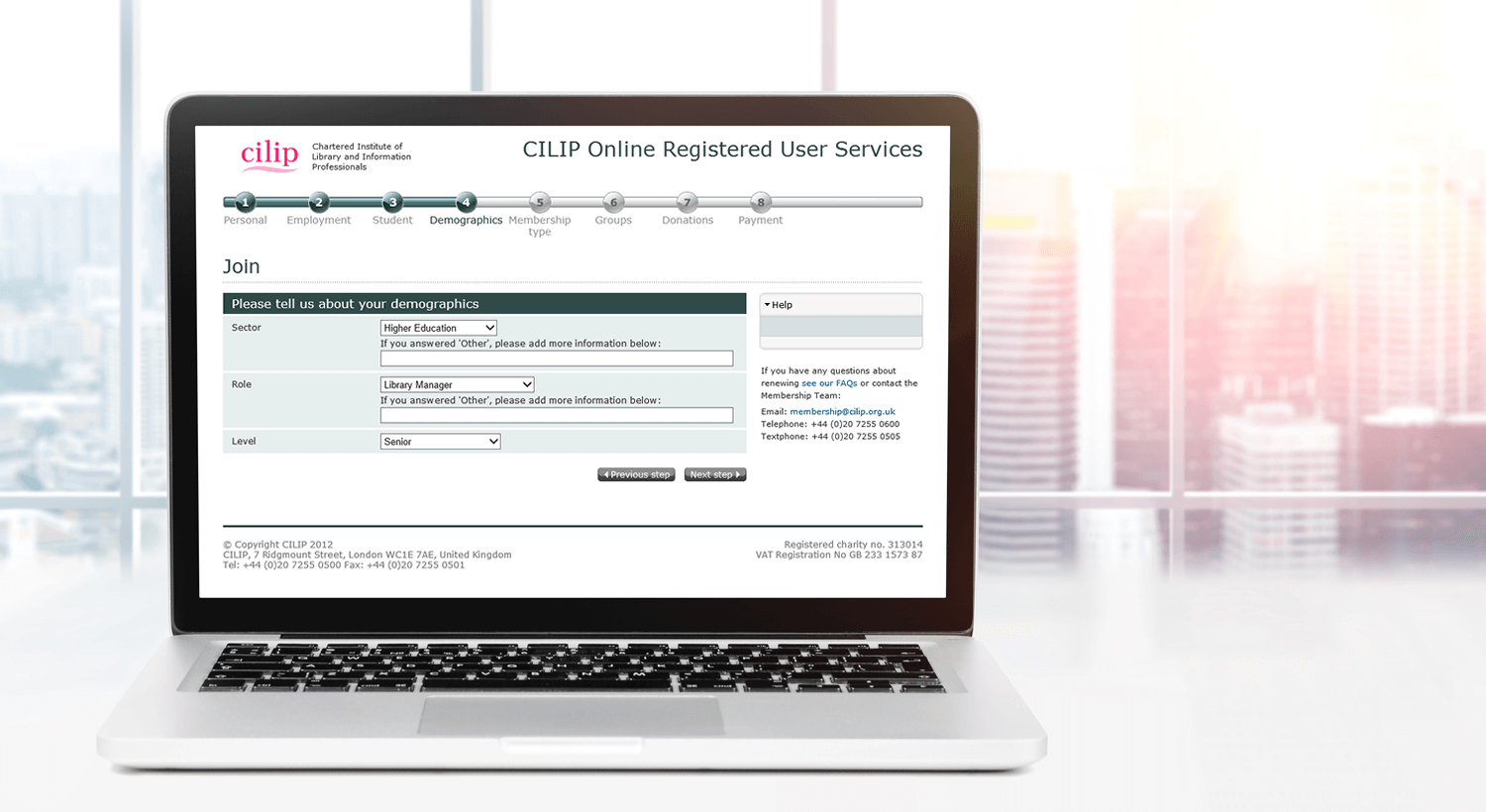 Membership registration, renewal and payment system for Cilip
